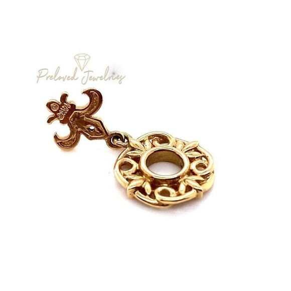 14k Storywheel Diamond Fleur Dangle Charm - Picture 4 of 7